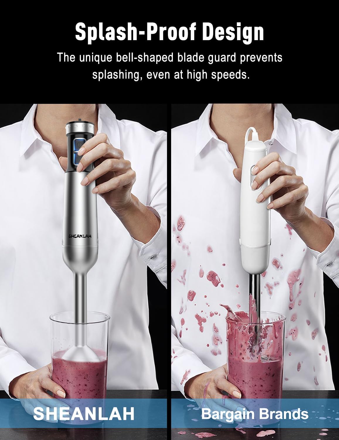 Skiennix 1000W Immersion Blender - 25-Speed Handheld Mixer with Scratch-Resistant Design & Gift Box