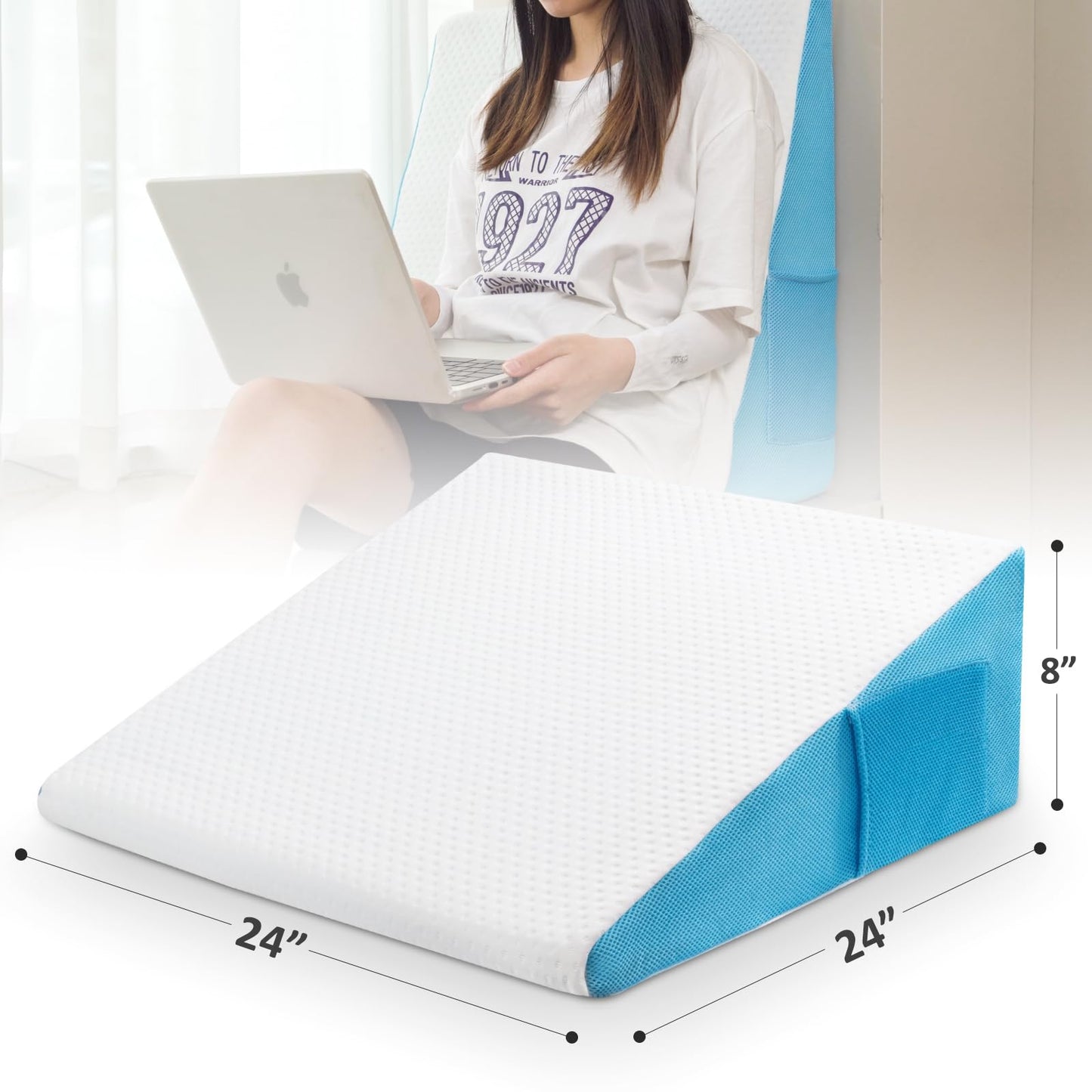 Eastern Maison Healthy Wedge Pillow（24 * 24 * 8）, Triangular Leaning, Back Cushion, Comfortable Sleep, Pleasant Rest. Always Have at Home.