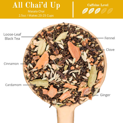 The Chai Box - Chai - Makes 25 Servings - Featured in Oprah's Favorite Things - Premium Tradtitonal Loose Leaf Black Tea w/Ginger, Clove, Cinnamon, Cardamom, & Fennel - Single-Origin Spices - 2.5oz