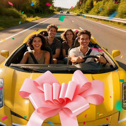 Skiennix 30 Inch Giant Car Bow - Big Pink Bow for Sweet 16 Birthday Surprise | Easy Pull Ribbon Decoration
