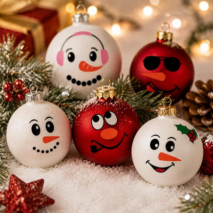 Christmas Snowman Face Sticker Set - 41 Pcs Vinyl Decor for Cups, Windows & Gifts