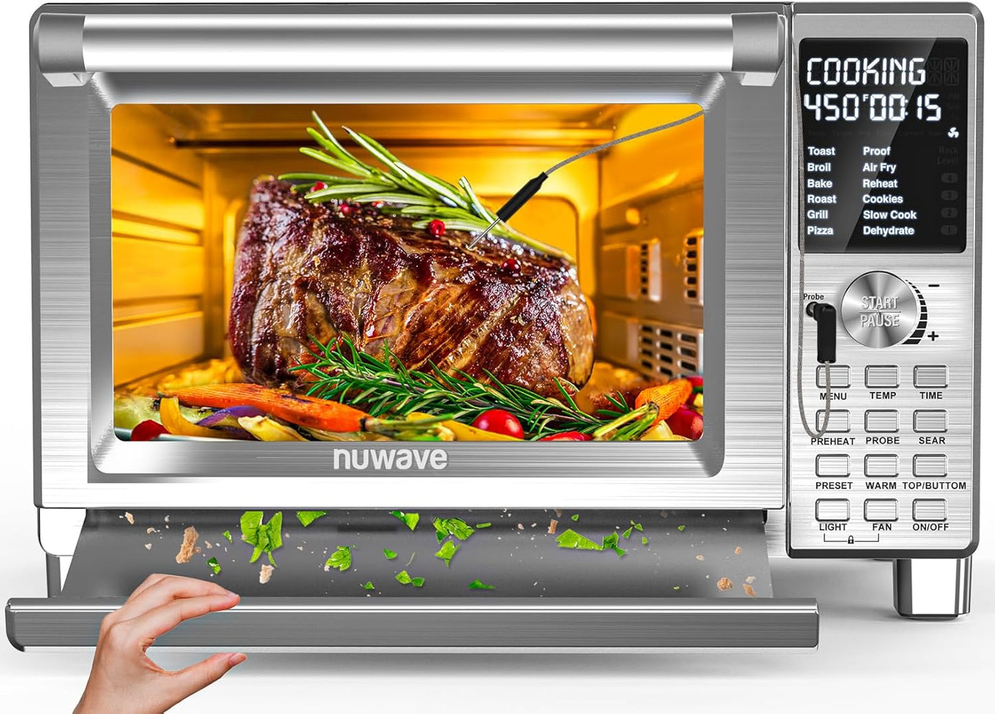 Nuwave Bravo XL Pro Air Fryer - 30QT Toaster Oven with Super Convection & Smart Probe | Stainless Steel