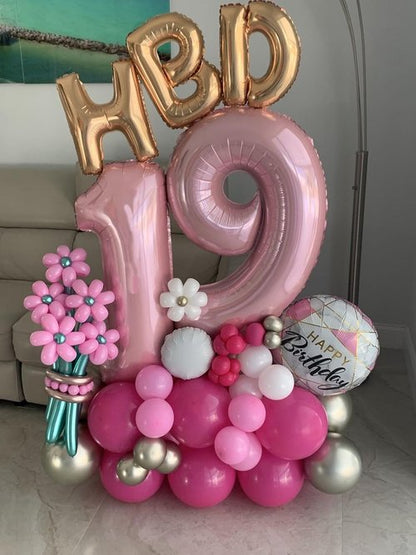 **Skiennix 40-Inch Pastel Pink Number 19 Balloons - Elegant Birthday & Party Decorations**