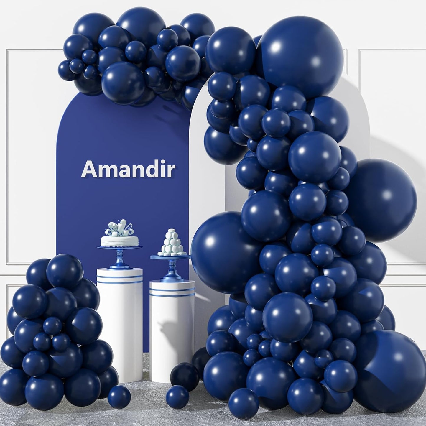 Amandir Navy Blue Balloon Arch Garland Kit - 153 Pcs in Various Sizes for Graduation, Wedding & Party Decor