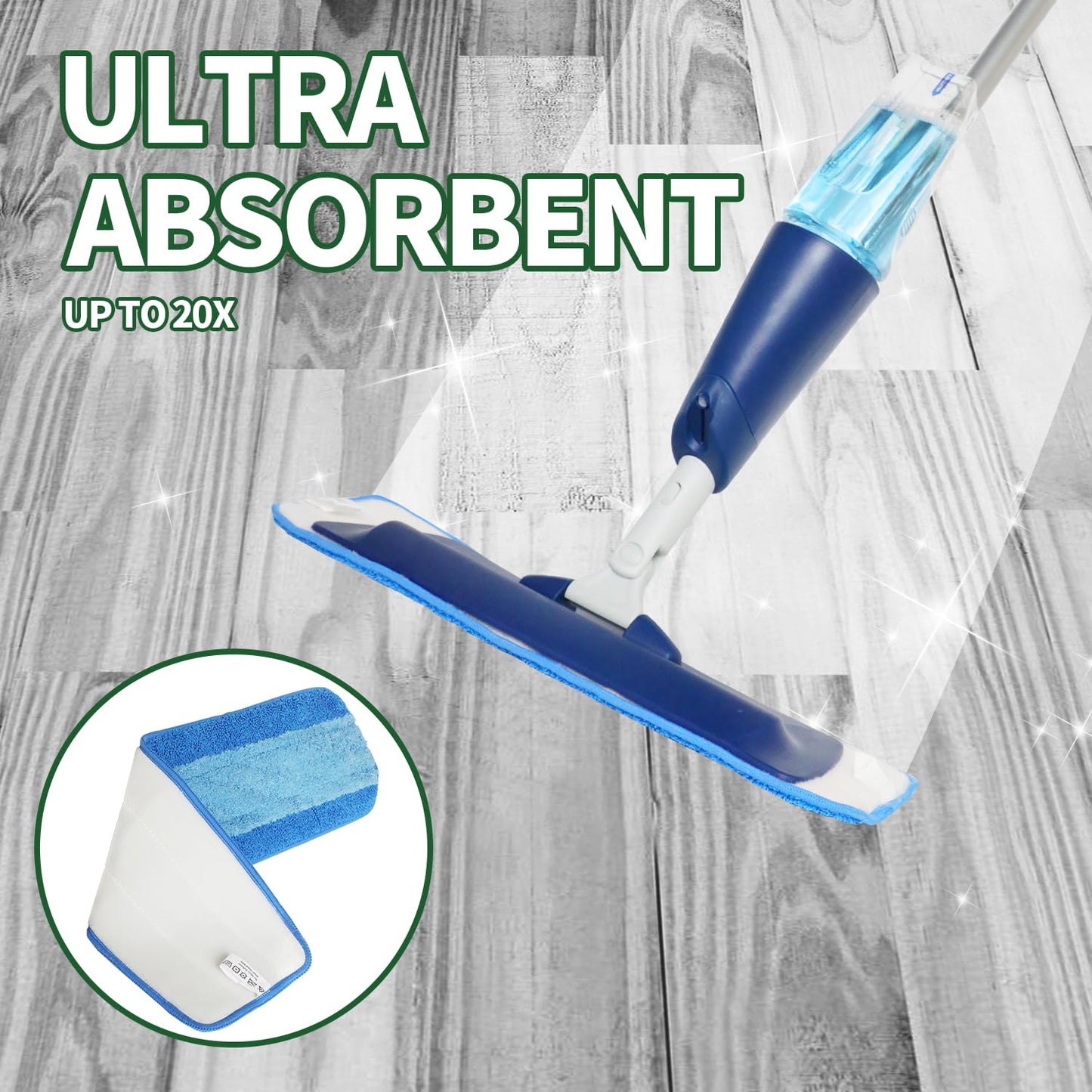Vowanop 4 Pack Microfiber Cleaning Pads Compatible with Bona Mop, Reusable Microfiber Mop Pads for 18 Inch Mop, Hardwood Floor Replacement Cleaning Mop Pads, Machine Washes