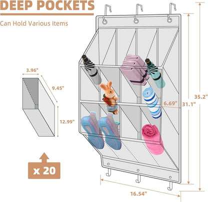Storage Maniac Over Door Shoe Organizers - 12 Large Pockets for Closet & Dorm | Grey Hanging Rack