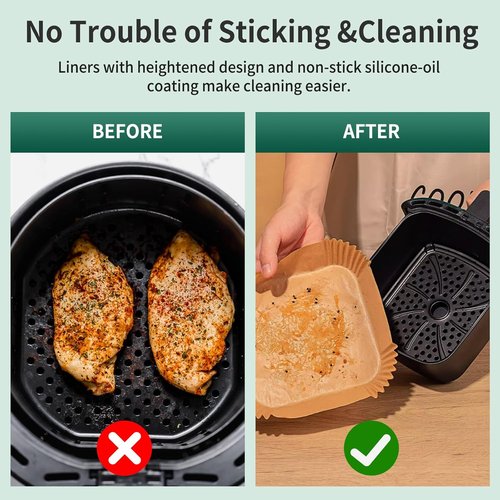 Air Fryer Liners | 150 PCS Non-Stick Parchment Paper for 5-8QT Air Fryers - Oil-Proof 8 Inch