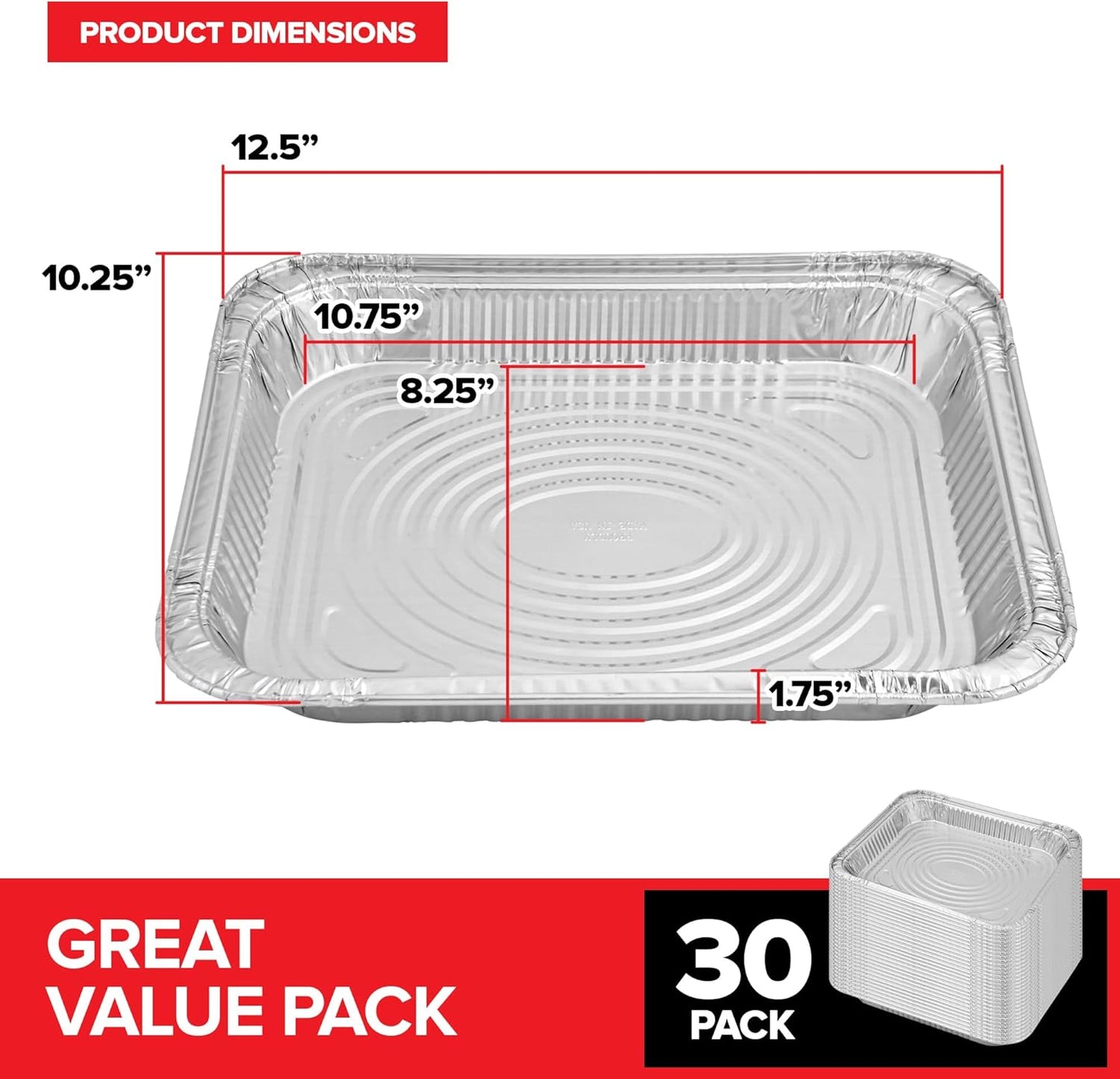 Regine Switzerland Disposable Aluminum Pans - Heavy Duty 9x13 Baking Tins | 30 Pack for Cookies & Brownies