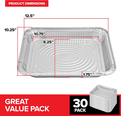 Regine Switzerland Disposable Aluminum Pans - Heavy Duty 9x13 Baking Tins | 30 Pack for Cookies & Brownies