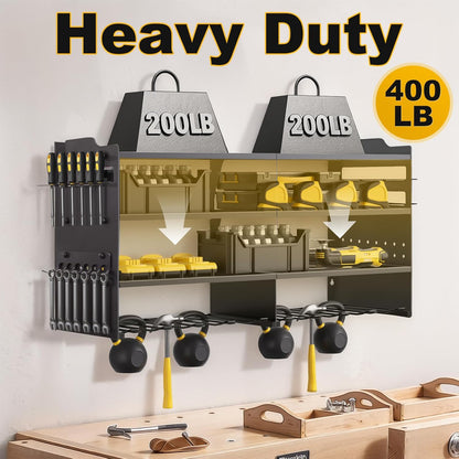 Oviitech Power Tool Organizer - Heavy-Duty Wall Mount with 8 Drill Holders | 400lbs Capacity, Black