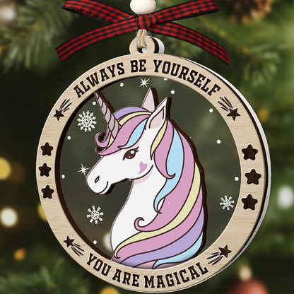 Unicorn Ornament - Unicorn Christmas Ornament 2026 | Wood Acrylic Keepsake, Gift Box Included