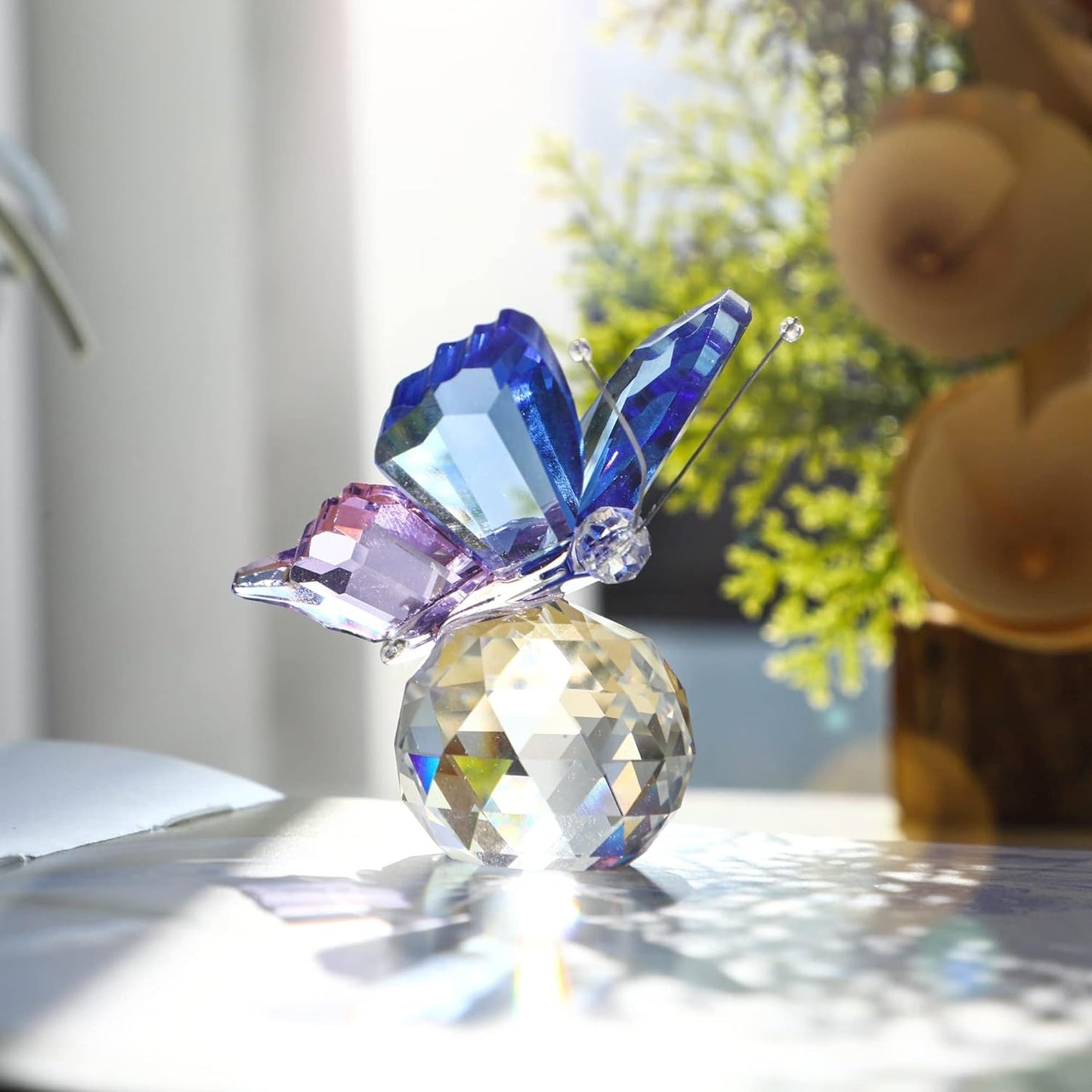 Skiennix Crystal Butterfly Figurines - Pack of 4 Decorative Glass Butterflies | Perfect Christmas Gifts for Women (2.2 x 2 Inch)