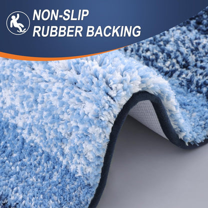OLANLY Bathroom Runner Rugs - Extra Soft Microfiber Bath Mats | Quick Dry, Rubber Backing, 47x24 Navy