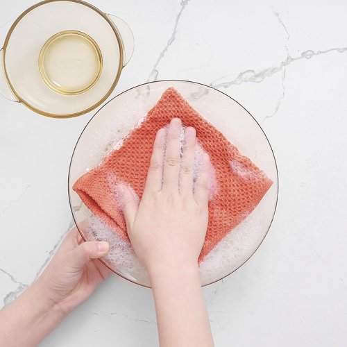 Homaxy Kitchen Dish Cloths - 100% Cotton Waffle Weave, Ultra Soft & Absorbent, 12x12 Inches, 8-Pack, Coral