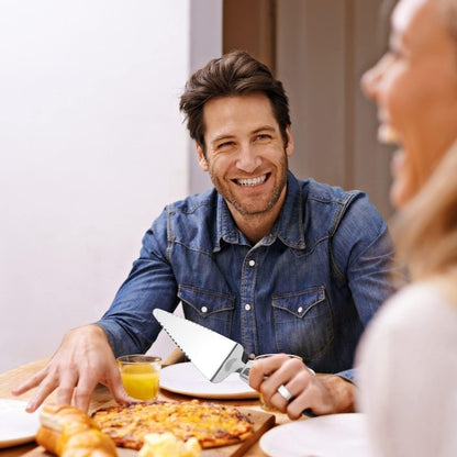 Regine Switzerland Stainless Steel Pie Server - Versatile Cake & Pizza Cutter | Sleek Black Design