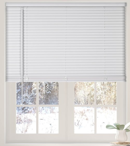 Calyx Interiors Cordless White 1” Light Filtering Mini Blinds 20” W x 60” H Window Blinds for Home, Vinyl Horizontal Blinds for Indoor Windows