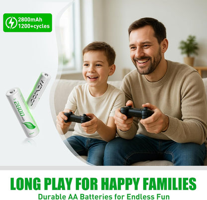 Rechargeable AA Batteries by [Brand Name] - 2800mAh High Capacity NiMH | Long-Lasting Power for Household & Gaming