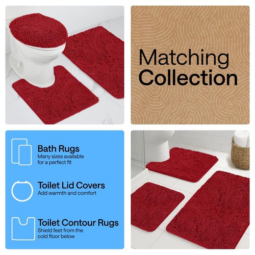 GORILLA GRIP Bath Rug Mat 36x24, Thick Soft Absorbent Chenille, Quick Dry Microfiber Mats, Rubber Backing Washable Shower Floor Rugs, Bathmat Runner, US Designed Bathroom Home Decor Accessories Red