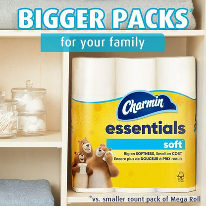Charmin Essentials Soft Toilet Paper - 9 Mega Rolls for Ultimate Comfort | Equivalent to 36 Regular Rolls