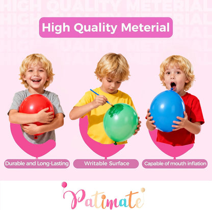 Patimate Pastel Balloons - 100 Pack 12-Inch Round Macaron Color Latex Balloons for Parties & Events