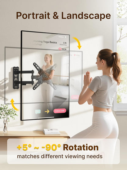 monTEK Full Motion TV Wall Mount Bracket - Swivel & Tilt for 13-43 Inch LED LCD TVs | Max VESA 200x200mm, 44lbs Capacity
