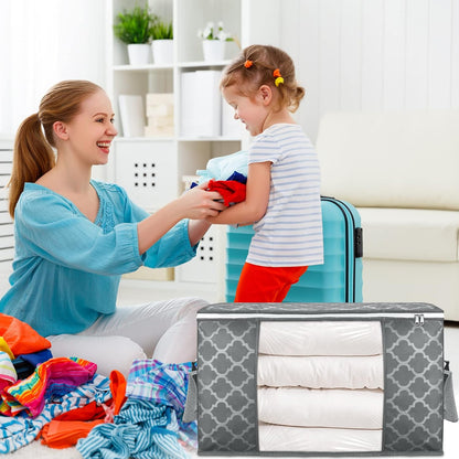 Skiennix 90L Large Storage Bags - Durable Closet Organizer for Clothes, Comforters & Toys | 6 Pack