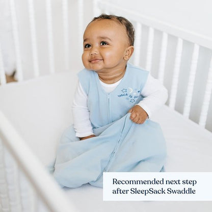 HALO SleepSack Wearable Blanket - 100% Cotton Swaddle Transition Bag, Baby Blue, Medium (6-12 Months)