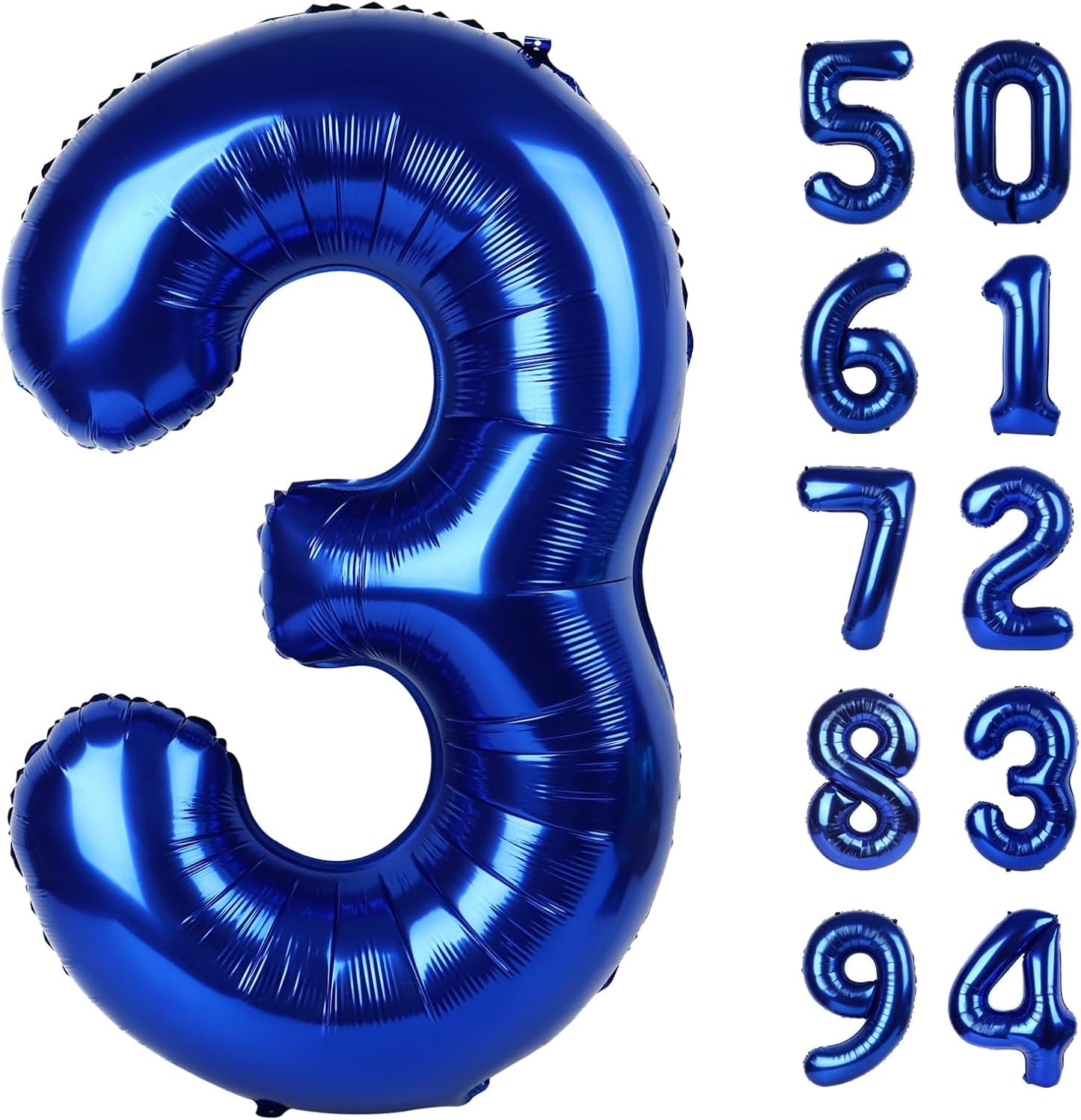 Number 3 Balloon - Night Blue 40 Inch Birthday Decoration for Kids & Women’s Parties