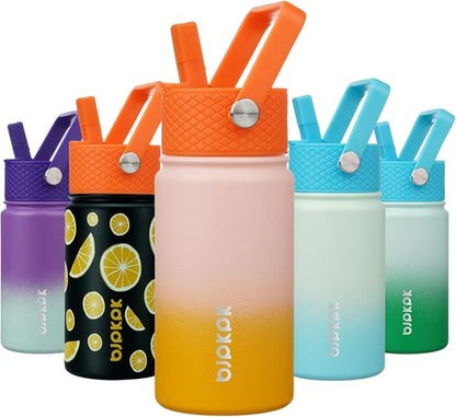 BJPKPK Insulated Water Bottle - 15 oz Stainless Steel Flask with Straw Lid | Reusable, Leak-Proof, BPA-Free - Coral