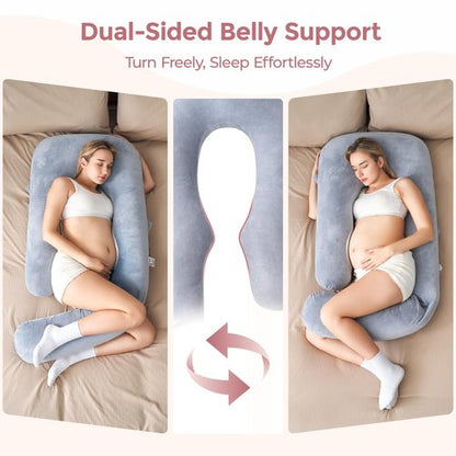 Momcozy Pregnancy Pillow for Sleeping, Dreamlign U Pro Maternity Pillow with Adjustable Leg Pillow, Removable Cover - Support for Back, Hip, Belly, Legs for Pregnant Women, 50-72 Inch Full Body Pillow