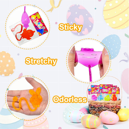 Skiennix Easter Basket Fillers - 100 Pack Non-Candy Sticky Hands Toys for Kids | Fun Party Favor Supplies