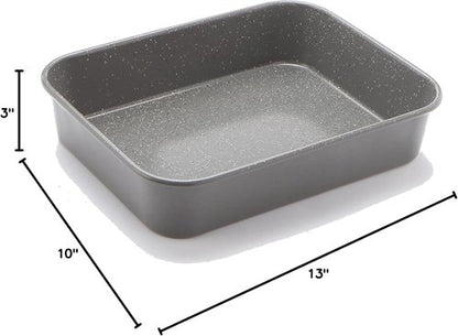 CasaWare Ceramic Coated Non-Stick Lasagna Pan - 13 x 10 x 3-Inch | Silver Granite Finish