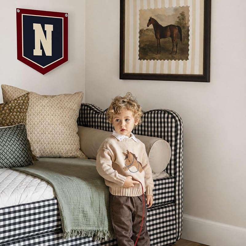 N Pennant Flag Personalized Baby Gifts for Toddler Boys Room Decor - N Variation