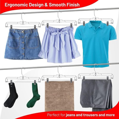 DEILSY™ Skirt Hangers - Non-Slip Clips for Pants & Shorts - Clear Plastic, Pack of 12