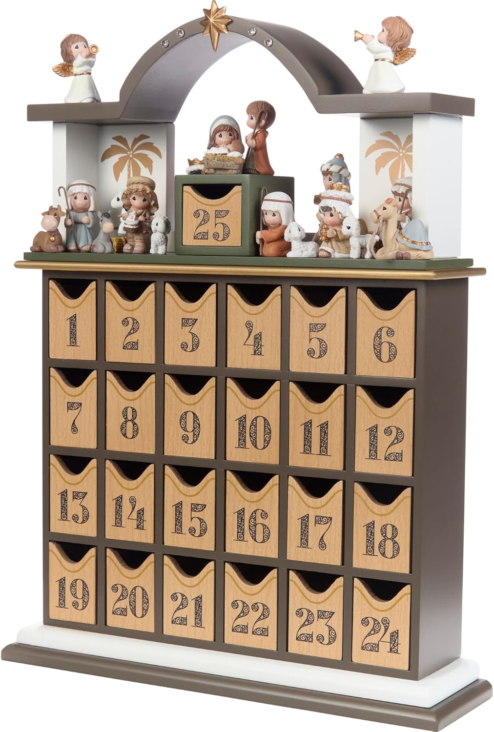 Precious Moments Countdown to Christmas Advent Calendar - Wooden Holiday Set with Storybook & Figurines - 251438