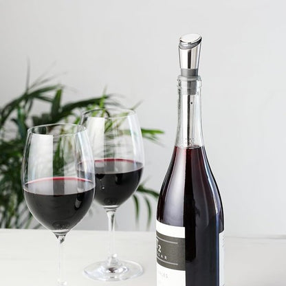 Host Wine Filter Pour Spout with Stopper, Stainless Steel Wine Purifier to Remove Histamines, Sulfite and Soften Tannins, Includes Stopper with Silicone Seal, Set of 1