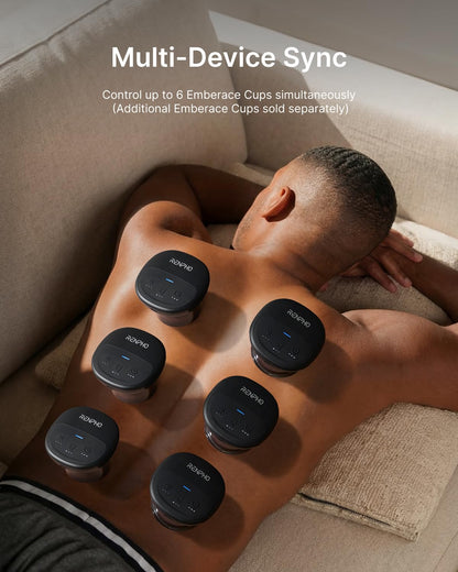 RENPHO Emberace Cup Smart Cupping Massager with 3 Suction Levels up to -55KPa and 850nm Infrared Heating, Rechargeable Massage Device with 70 min Runtime, Multi-Device Sync, 3 Heads & Storage Pouch