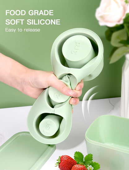 Skiennix Ice Cube Tray - 3 Pcs Silicone Cylinder Molds with Lid for 30Oz-40Oz Tumblers | BPA-Free, Easy Release, Green
