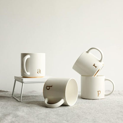 Collective Home Monogram Ceramic Mugs - 15 oz Elegant Initial Coffee Cups | Personalized Gift Box