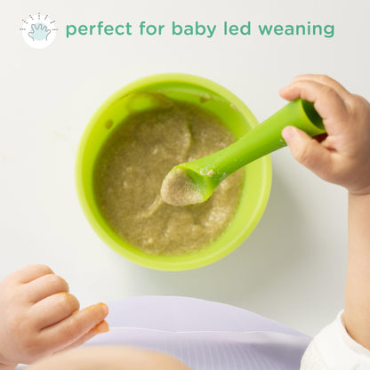 Olababy 100% Silicone Soft-Tip Training Spoon for Baby Led Weaning 2pack (Kiwi/Blueberry)