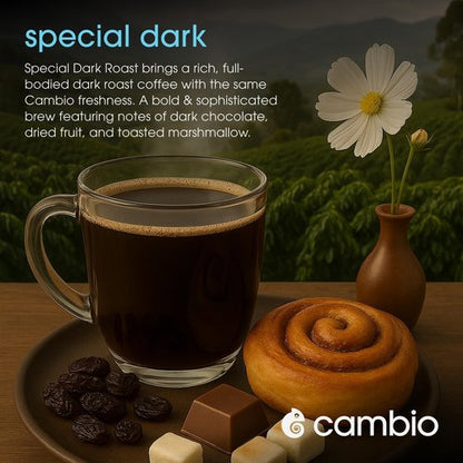 Cambio Roasters Special Dark Roast Organic Coffee Pods - The Only Organic Recyclable Aluminum Coffee Pods, Small Batch Roasted, Keurig® Compatible, Lower Acid, Bold Flavor, Lasting Freshness, 60 Count