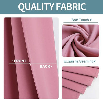 ChrisDowa Blackout Curtains - Thermal Insulated Room Darkening Panels, 102 Inches Long, Pink, 2-Pack