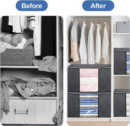 BiCINE 90L Large Clothes Storage Bags - Foldable Blanket & Comforter Bins with Clear Window | Ideal for Bedding, Pillows & Sweaters