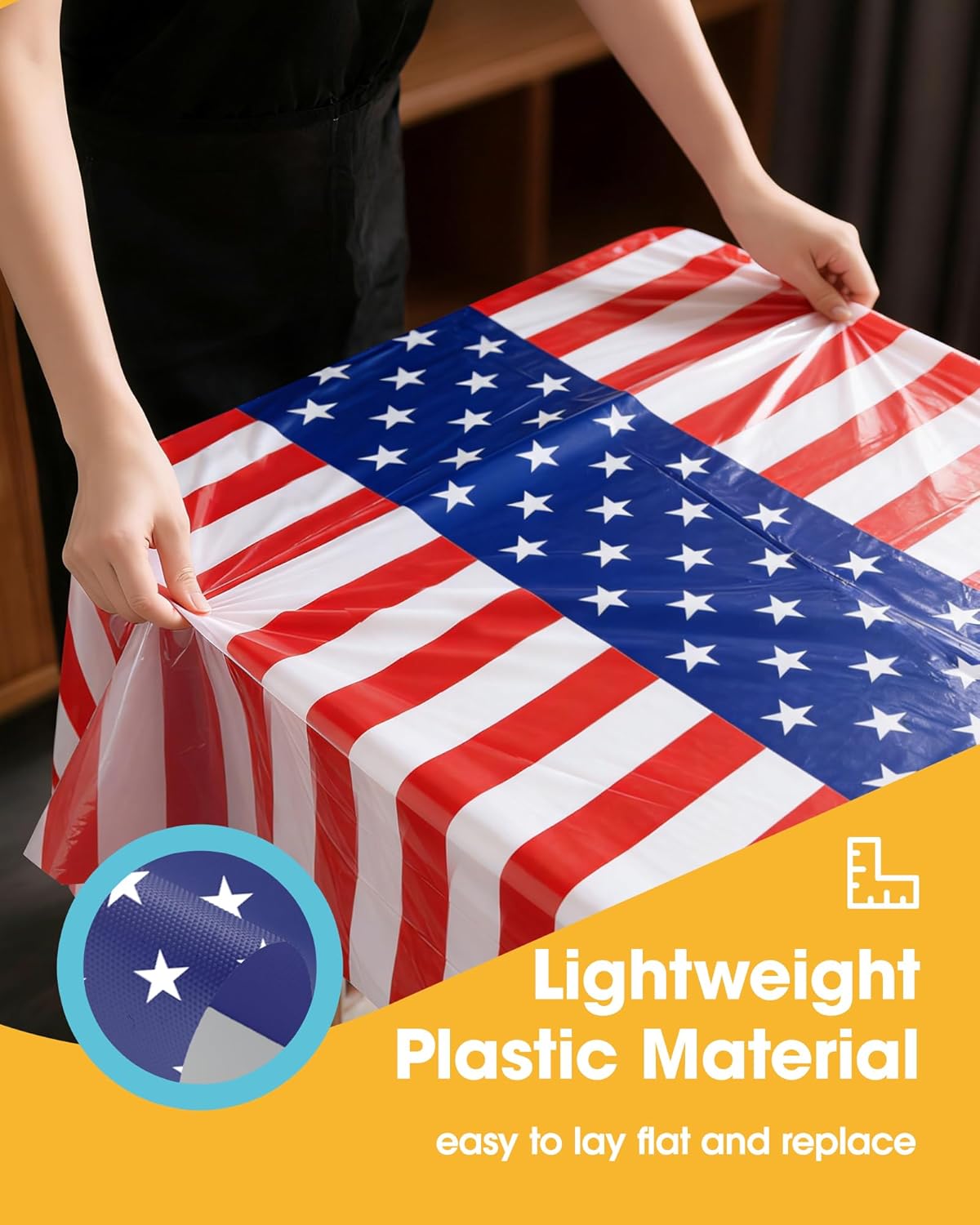 Niuara American Flag Tablecloths - 4 Pack 54" x 108" Disposable Covers for Parties & Holidays