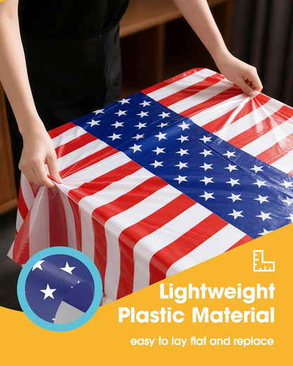 Niuara American Flag Tablecloths - 4 Pack 54" x 108" Disposable Covers for Parties & Holidays