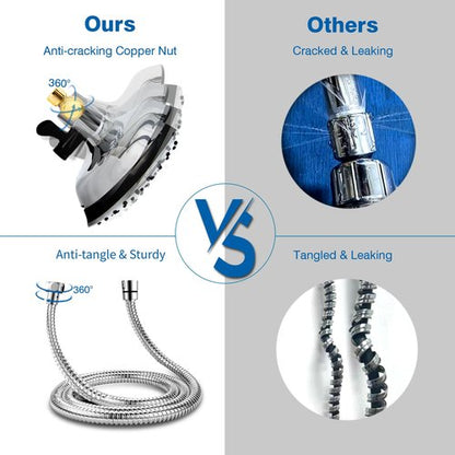 INAVAMZ Shower Heads with Handheld Spray Combo: 7.2" Rain Shower Head & Handheld Shower Head 2-IN-1 Shower Head with 60" Rotatable Stainless Steel Hose, Shower Trim Systems