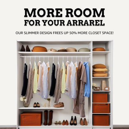 Modern Space 100-Pack Adult Plastic Hangers | Sturdy & Durable Design for Shirts, Pants, Coats - White