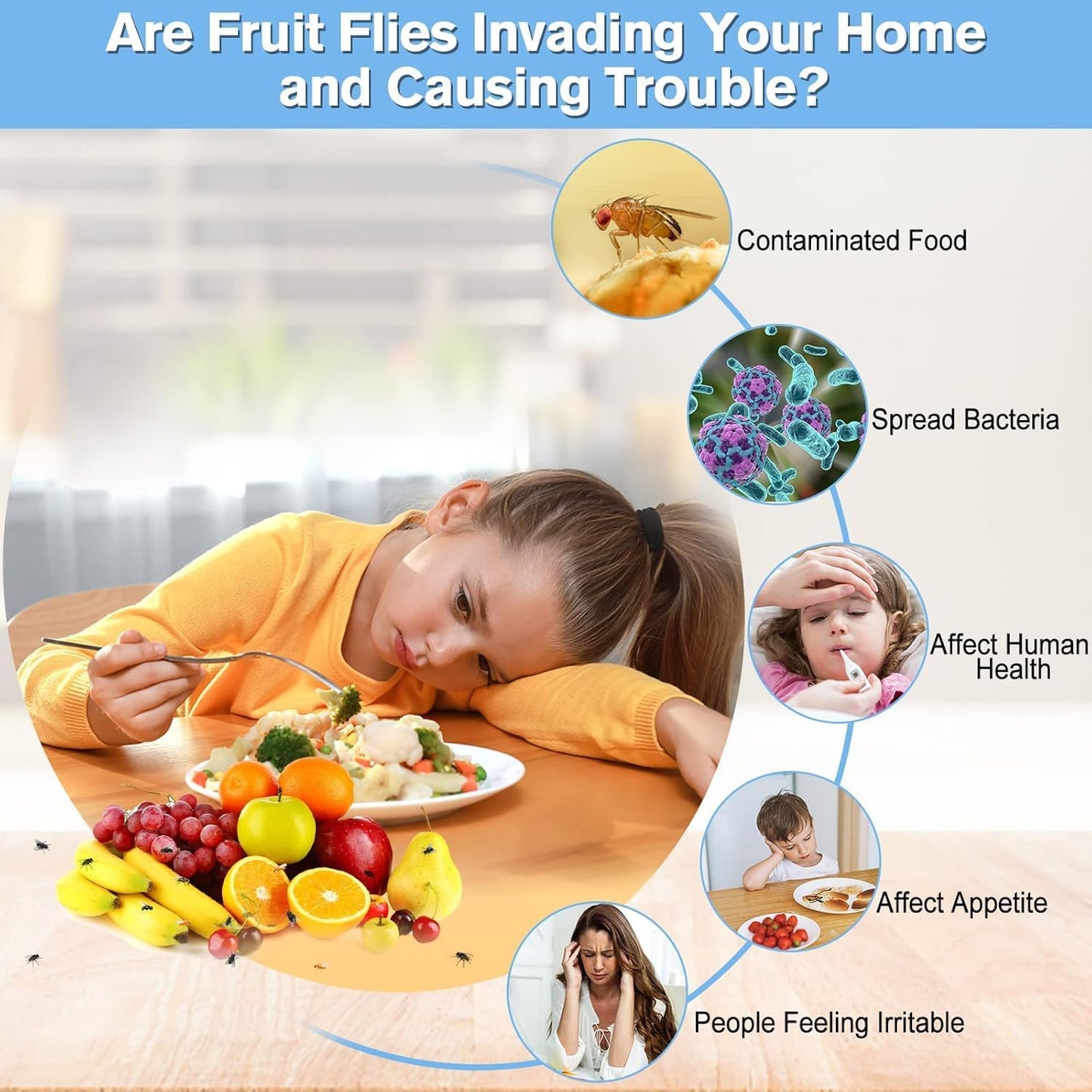 Skiennix Fruit Fly Traps - Safe & Effective Gnat Killer for Home Plants | Durable Sticky Insect Trap