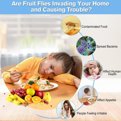 Skiennix Fruit Fly Traps - Safe & Effective Gnat Killer for Home Plants | Durable Sticky Insect Trap