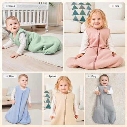 Yoofoss Baby Sleep Sack 6-12 Months TOG 2.5 Winter Baby Wearable Blanket, 100% Organic Cotton Infant Toddler Sleeping Sack 2-Way Zipper Warm Quilted Sleep Sack